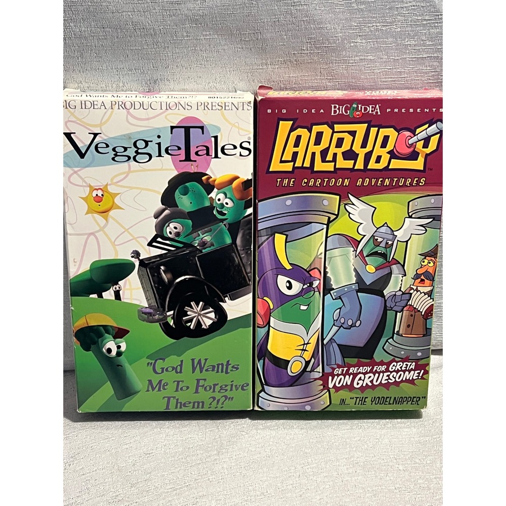 VeggieTales VHS Lot God Wants Me To Forgive Them LarryBoy Yodelnapper Big Idea